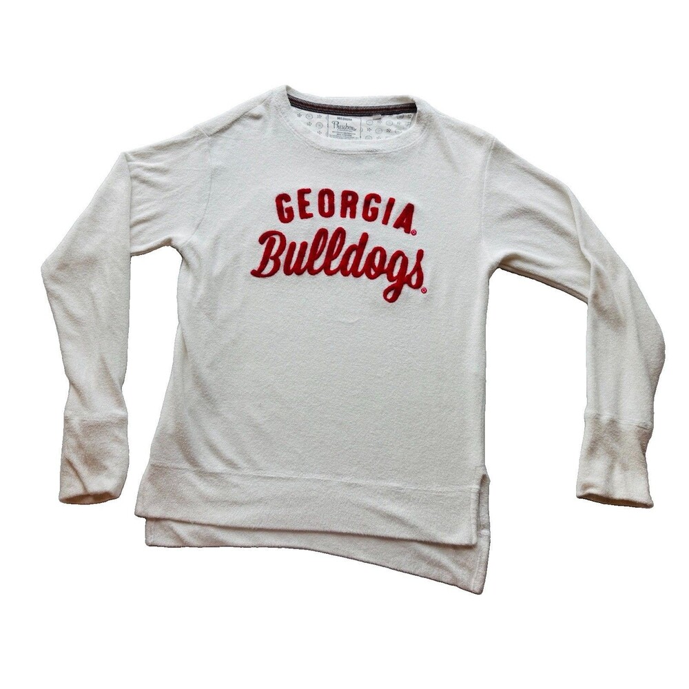 Pressbox Georgia Bulldogs Womens Medium Sweatshirt Cream Terry Pullover UGA NCAA